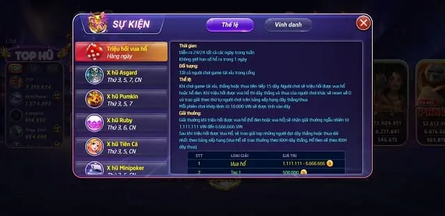 Game và các sự kiện đua top khủng tại 99vin fun