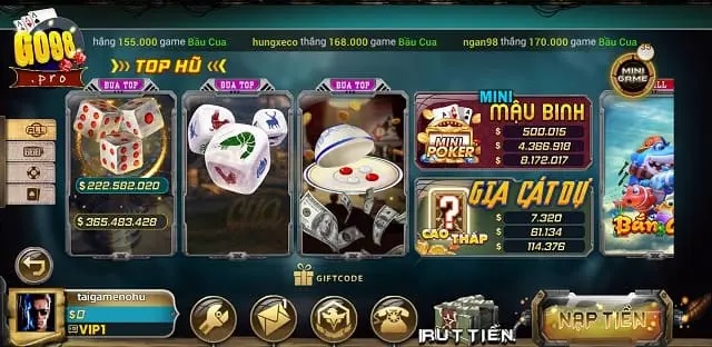 Hệ thống game & chương trình khuyến mãi hấp dẫn tại Go98 Pro