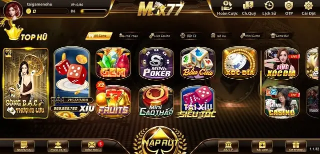 Kho game đa dạng, chơi là sướng