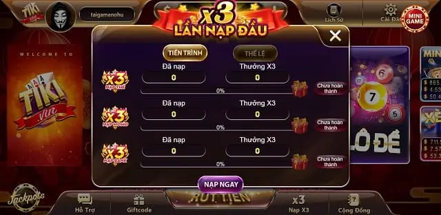 Sự kiện X3 lần nạp lần đầu tiên có tại Tiki Vin