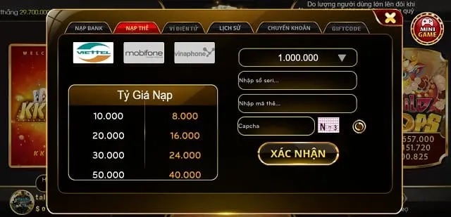 Nạp rút nhanh chóng 24/24, bảo mật cao