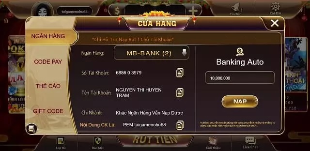 Nạp rút trực tiếp, đổi thưởng minh bạch