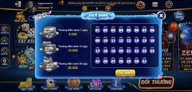 Điểm danh nhận quà mỗi ngày