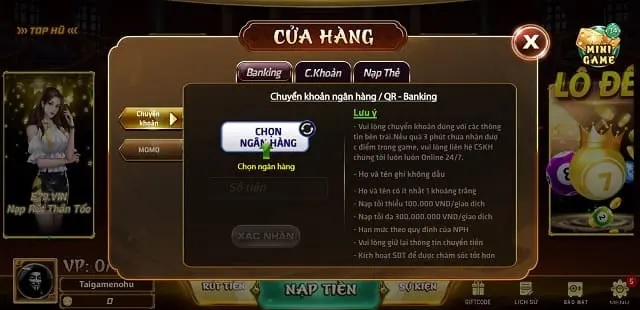 Cơ chế nạp rút thời thượng, bảo mật tối đa
