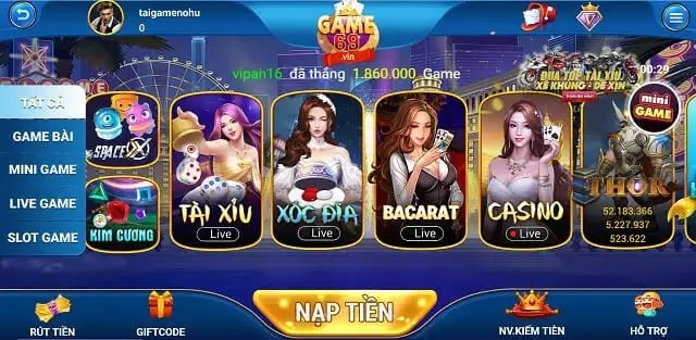 Tính năng nổi bật tích hợp tại Game69 Top