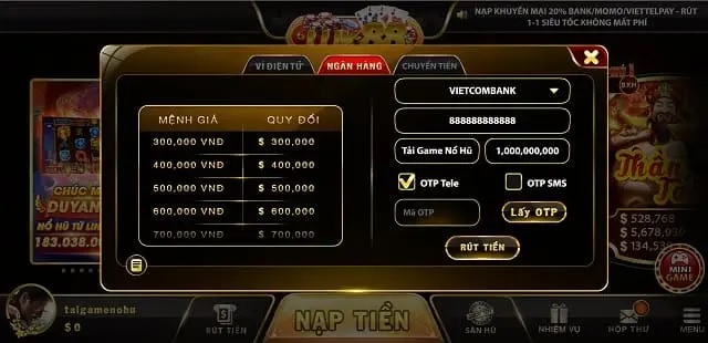 Đa kênh nạp rút với tỷ lệ vàng