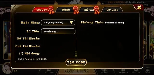 Nạp rút siêu nhanh, an toàn tất cả thời điểm trong ngày