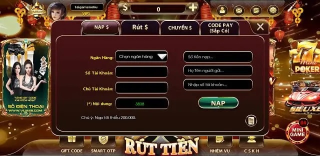 Nạp rút 1:1, CSKH tận tình