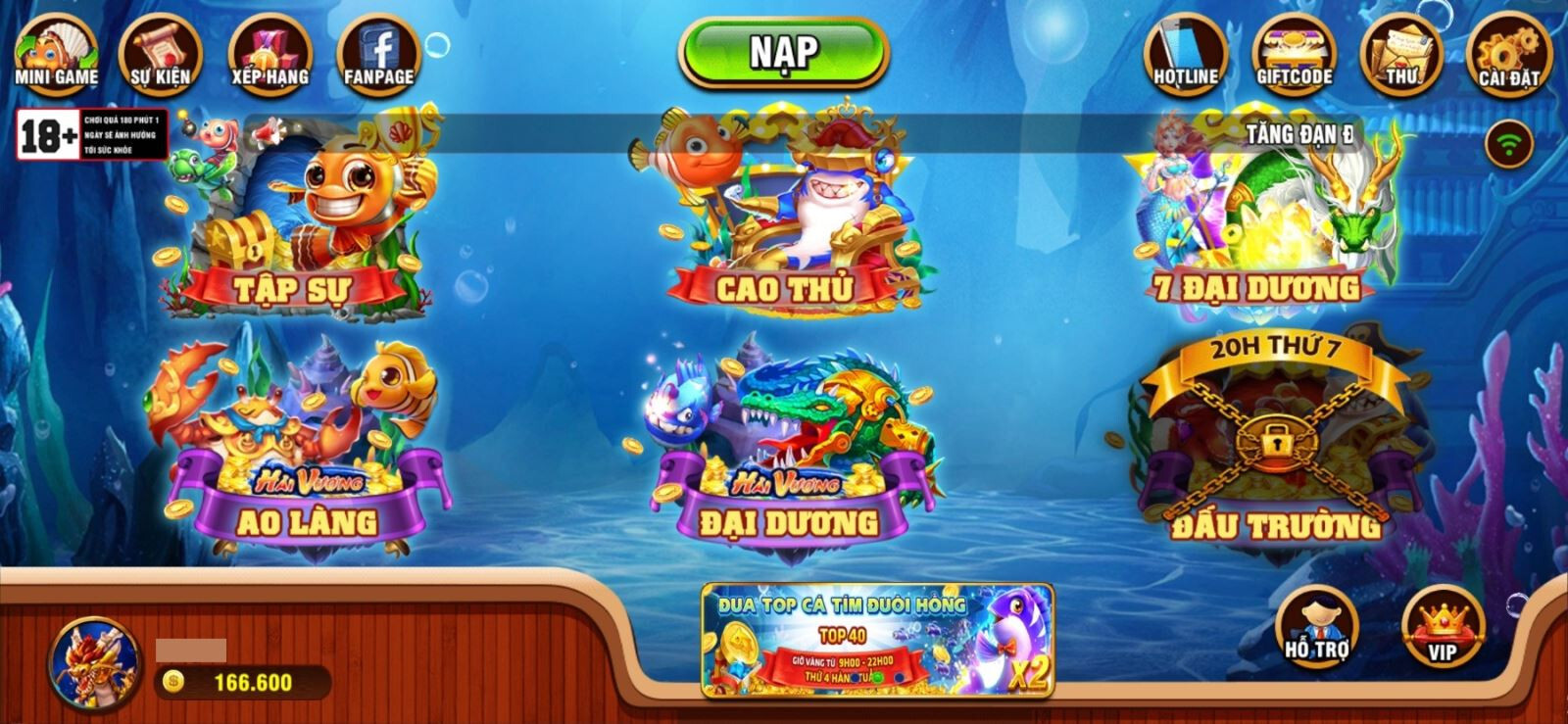 Các phòng chơi có tại cổng game Vuasanca 