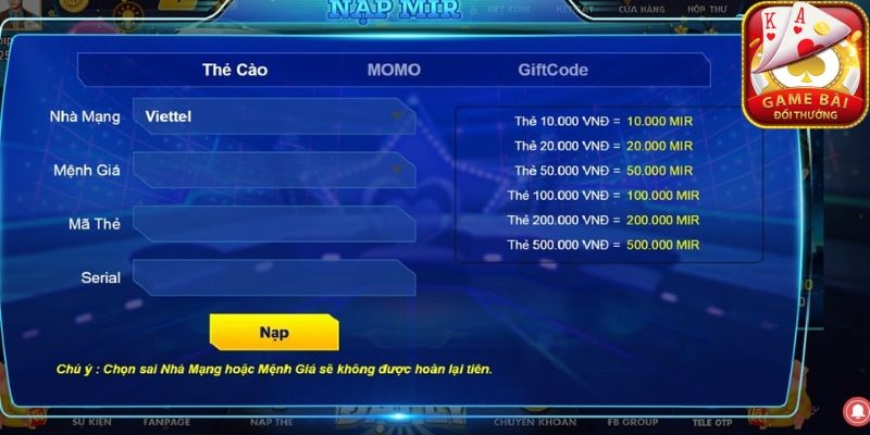 Cac Cach Nap Tien Tai San Choi Ca Cuoc Uy Tin Mir86