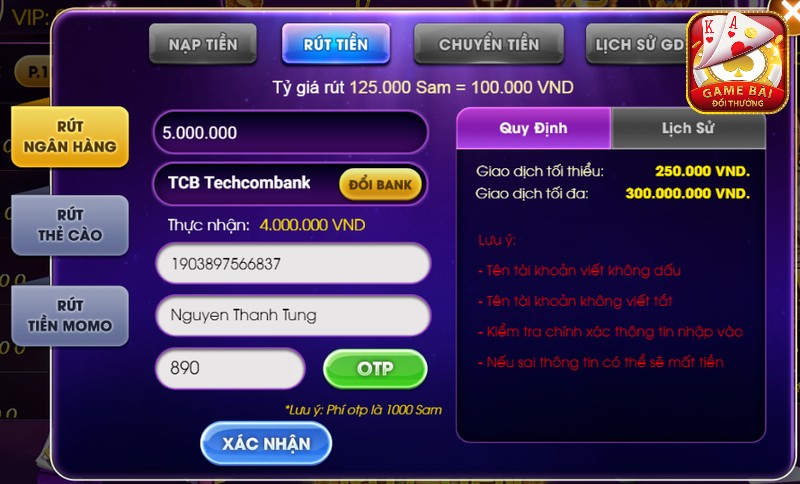 Cach Rut Tien Tai Sam 86 Qua Tai Khoan Ngan Hang