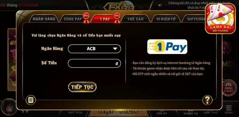 Nap Tien Fa88 Qua 1pay